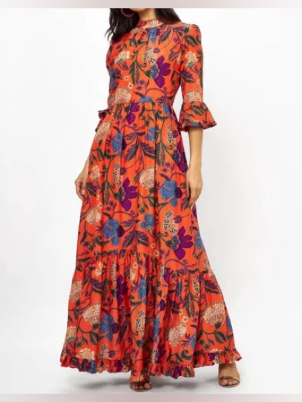 Oliphant High Neck Bell Maxi Dress Turin Red Size S